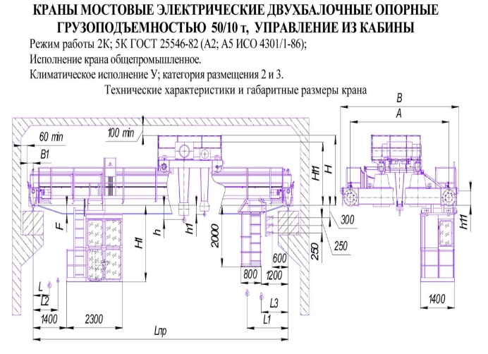 Кран мостовой электрический двухбалочный опорный 20т чертежи